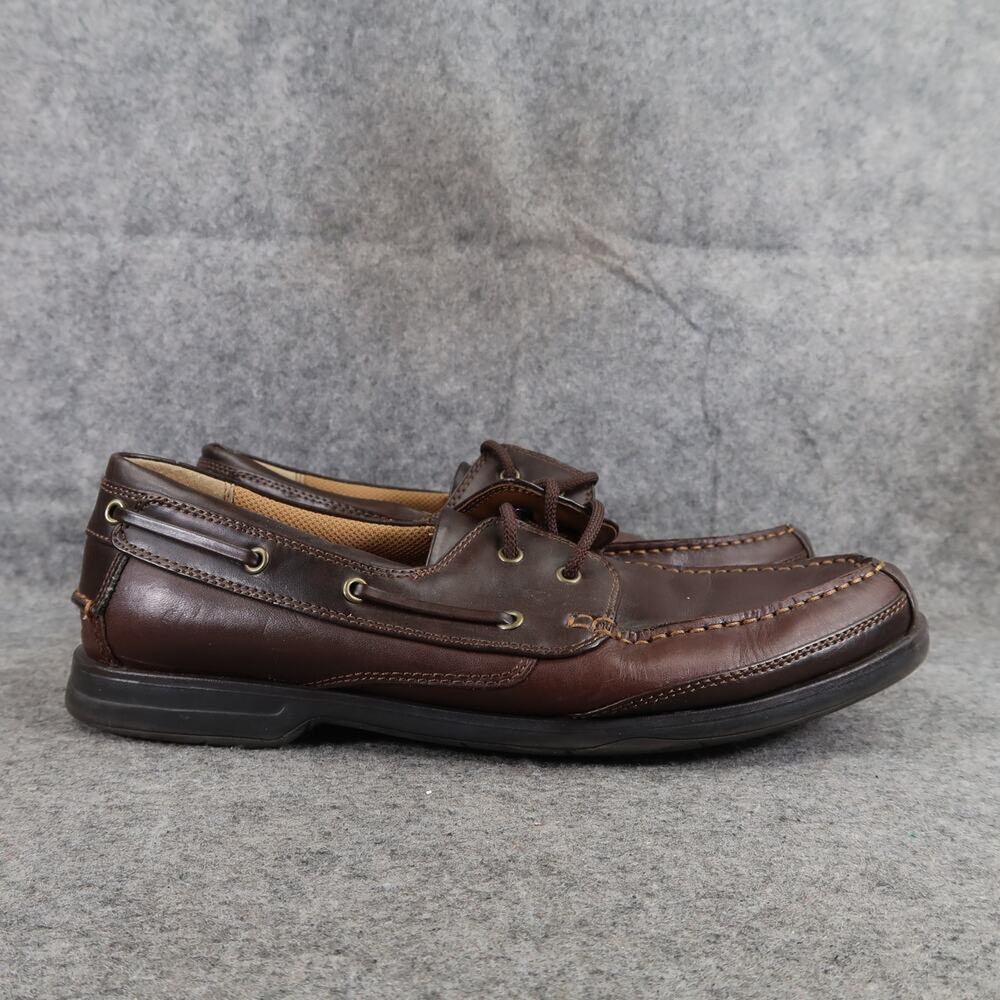 Dexter Boat Shoes Mens 10.5 Casual Loafer Leather Lace Up Moc Brown Comfort